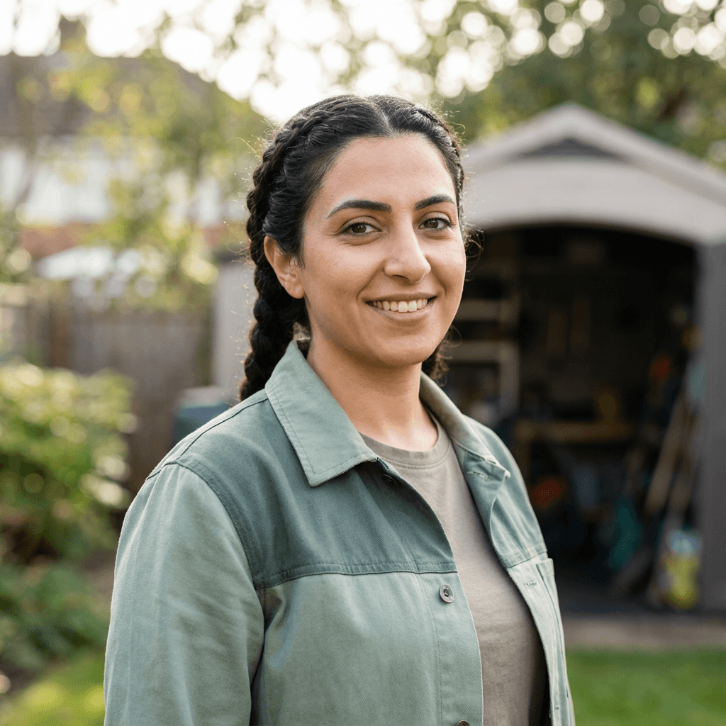 Elena Rodriguez admiring her detailed SUV in her driveway